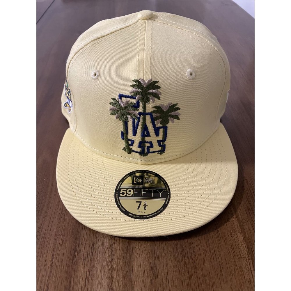 New Era Los Angeles Dodgers Canary Yellows 59FIFTY Fitted Hat Size 7 3/8 Cotton